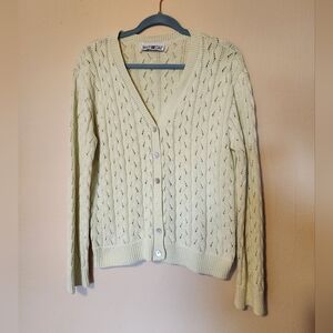 White Stag Pale Green Openwork Button Cardigan